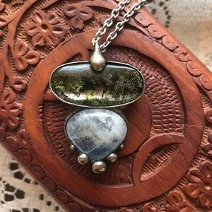 OOAK Mossy Garden and Moonstone necklace